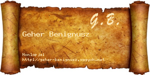 Geher Benignusz névjegykártya